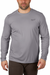WORKSKIN Lightweight Performance Long Sleeve Shirt - Gray, Large, 100% Polyester
