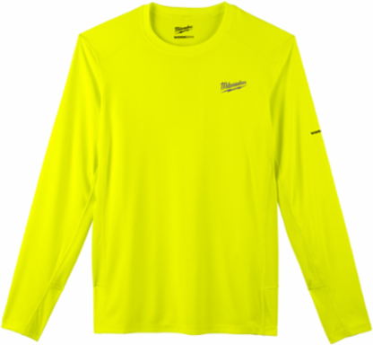WORKSKINTM Lightweight Long Sleeve Performance Shirt, Hi Vis Yellow, Large