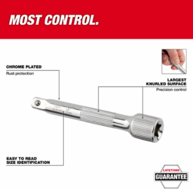 3/8 Inch Drive 1.5 Inch Extension, Chrome Vanadium Steel Construction
