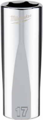 3/8 Inch Drive 17mm Deep 6-Point Socket, Chrome Finish, Steel