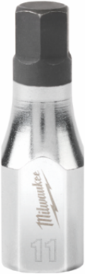 3/8 Inch Drive 11mm Hex Bit Socket, Standard, S2 Steel, Chrome Plated