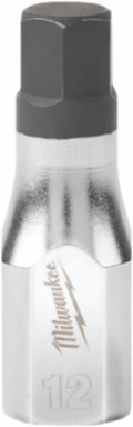 3/8 Inch Drive 12mm Hex Bit Socket, Chrome, Standard, S2 Steel