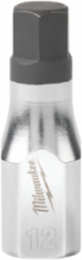 3/8 Inch Drive 12mm Hex Bit Socket, Chrome, Standard, S2 Steel