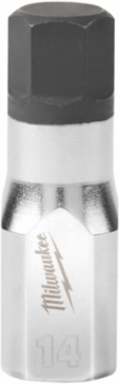3/8 Inch Drive 14mm Hex Bit Socket, S2 Steel, Chrome Plated, Rust Resistant