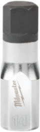 3/8 Inch Drive 14mm Hex Bit Socket, S2 Steel, Chrome Plated, Rust Resistant