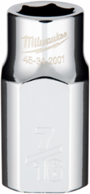 1/2 Inch Drive 7/16 Inch Socket, Chrome Vanadium Steel, 6 Point