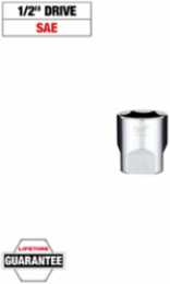 1/2 Inch Drive 1-3/16 Inch 6-Point Standard Socket, Chrome Finish