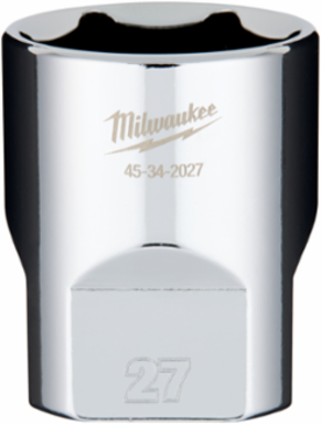 1/2 Inch Drive 27mm Standard Socket, Chrome Vanadium Steel, 6-Point