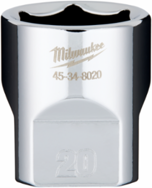 3/8 Inch Drive 20mm Standard Socket, Chrome Vanadium Steel, 6-Point