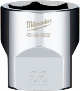 3/8 Inch Drive 22mm Metric 6-Point Socket, Chrome Vanadium Steel