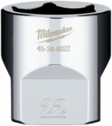 3/8 Inch Drive 22mm Metric 6-Point Socket, Chrome Vanadium Steel