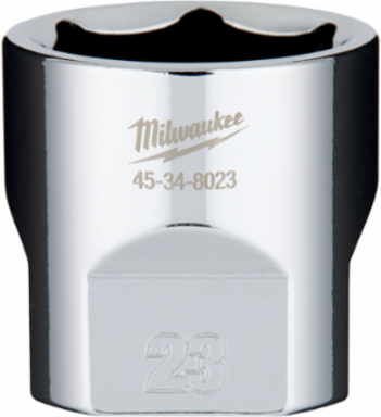 3/8 Inch Drive 23mm Standard Socket, Chrome Vanadium Steel, 6 Point
