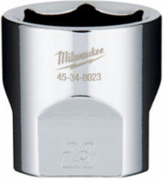 3/8 Inch Drive 23mm Standard Socket, Chrome Vanadium Steel, 6 Point