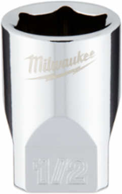 1/4 Inch Drive 1/2 Inch SAE 6-Point Socket, Chrome Finish, Steel Material