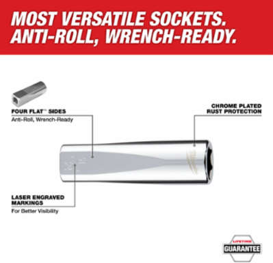 1/4 Inch Drive 5/32 Inch SAE 6-Point Deep Socket, Chrome Finish
