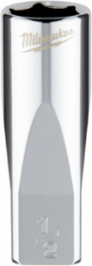 1/4 Inch Drive 1/2 Inch SAE 6-Point Deep Socket, Chrome Finish