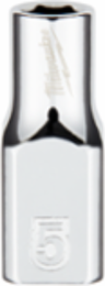 1/4 Inch Drive 5mm Metric 6-Point Socket, Chrome Finish, Steel