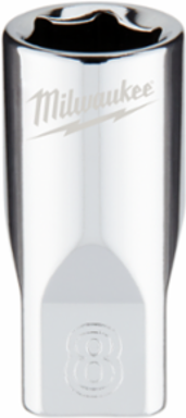 1/4 Inch Drive 8mm Metric 6-Point Socket, Chrome Finish