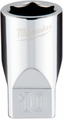 1/4 Inch Drive 10mm 6-Point Socket, Chrome Finish, Optimized Geometry