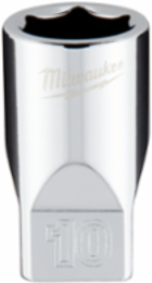 1/4 Inch Drive 10mm 6-Point Socket, Chrome Finish, Optimized Geometry
