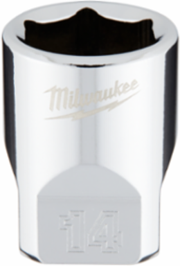 1/4 Inch Drive 14mm Metric 6-Point Socket - Chrome Steel, Stamped Size