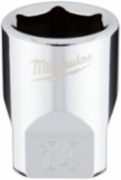 1/4 Inch Drive 14mm Metric 6-Point Socket - Chrome Steel, Stamped Size