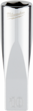 1/4 Inch Drive 10mm Metric Deep Socket, Steel 6-Point, Chrome Finish