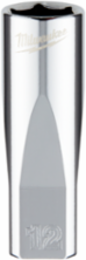 1/4 Inch Drive 12mm Standard 6-Point Deep Socket, Chrome Finish
