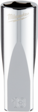 1/4 Inch Drive 13mm Deep Socket, 6-Point Steel Chrome Finish