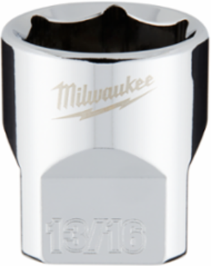 3/8 Inch Drive 13/16 Inch SAE 6-Point Socket, Chrome Finish