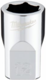 3/8 Inch Drive 12mm Metric 6-Point Socket, Chrome Finish, Etched Size Identification