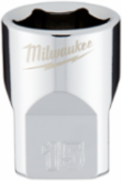 3/8 Inch Drive 15mm Metric 6-Point Socket, Chrome Finish