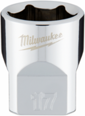 3/8 Inch Drive 17mm Metric 6-Point Socket, Chrome Finish