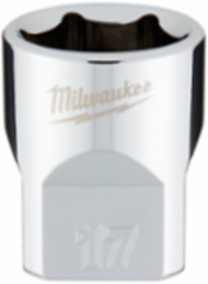 3/8 Inch Drive 17mm Metric 6-Point Socket, Chrome Finish