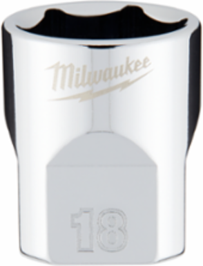 3/8 Inch Drive 18mm 6-Point Metric Socket, Chrome Finish