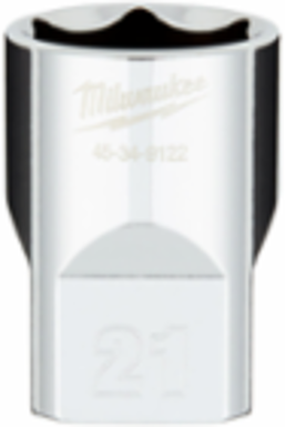 1/2 Inch Drive 21MM Metric 6-Point Socket with FOUR FLATTM Sides, Chrome Vanadium Steel