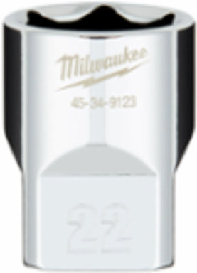 1/2 Inch Drive 22MM Metric 6-Point Socket with Chrome Finish and FOUR FLATTM Sides