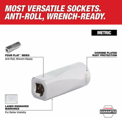 1/2 Inch Drive 23MM Metric 6-Point Socket with Chrome Finish