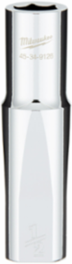 1/2 Inch Drive Deep Socket, 1/2 Inch SAE, 6-Point, Chrome Finish