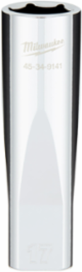 1/2 Inch Drive 17MM Metric Deep Socket, Chrome Vanadium Steel, 6-Point