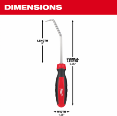 90 Hose Pick, 9.75 Inch Length, Chrome Plated, All-Metal Core
