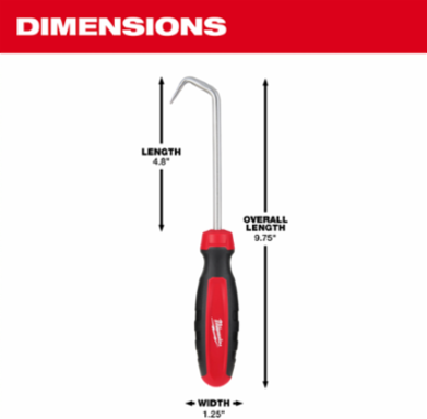 Hook Hose Pick, 9.75 Inch Length, Metal Core, Comfort Grip Handle