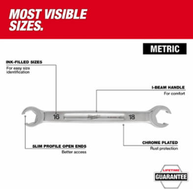 16mm x 18mm Double End Flare Nut Wrench, Chrome Vanadium Steel, Comfortable I-Beam Handle