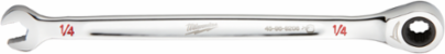 1/4 Inch SAE Ratcheting Combination Wrench, 144 Positions, Steel, Chrome Finish
