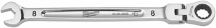 8mm Flex Head Ratcheting Combination Wrench, 144 Positions, Chrome Vanadium Steel