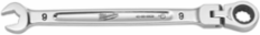 9mm Flex Head Ratcheting Combination Wrench, Chrome Vanadium Steel, 144 Positions