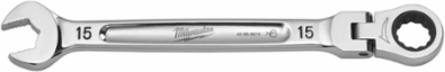 15mm Flex Head Ratcheting Combination Wrench, 144 Positions, Chrome Vanadium Steel