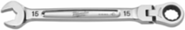 15mm Flex Head Ratcheting Combination Wrench, 144 Positions, Chrome Vanadium Steel