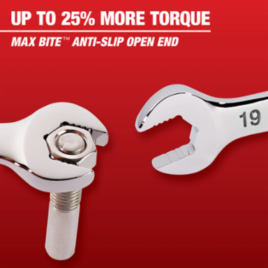 17mm Flex Head Ratcheting Combination Wrench, Chrome Vanadium Steel, 2.5 Arc