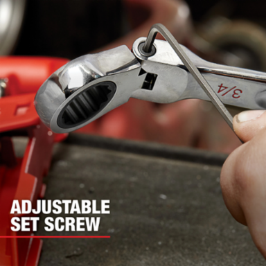 17mm Flex Head Ratcheting Combination Wrench, Chrome Vanadium Steel, 2.5 Arc